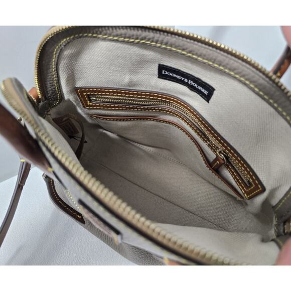 Dooney & Bourke Domed Satchel /Crossbody Taupe/Tan Pebble Leather & Tan Wallet - Picture 12 of 16